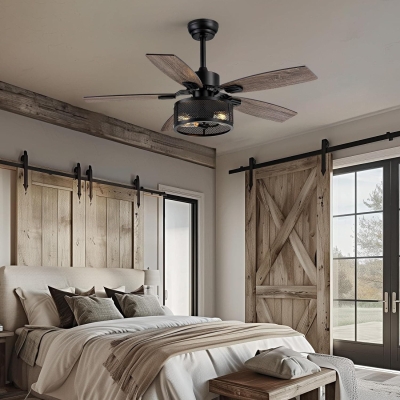 42 in. Caged Ceiling Fan, Best Outdoor Ceiling Fan with Light and Remote APP Control for Patio, Indoor Black Ceiling Fan for Bedroom Living Room