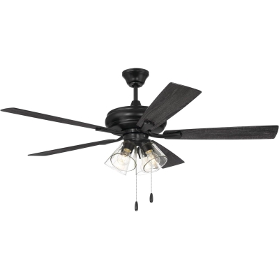 52 in. Black Flat Ceiling Fan, Reversible Greywood Blade Ceiling Fan