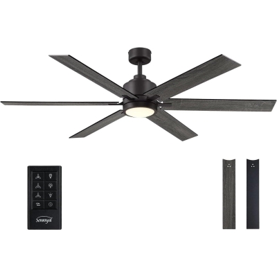 60 in. Large Black Bronze Ceiling Fan with Light and Remote, Farmhouse Industrial Ceiling Fans for Living Room Dining Room Bedroom, Stylish Ceiling Fans