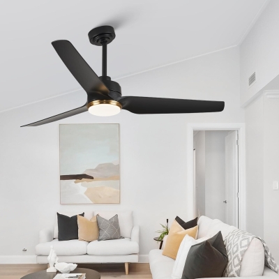 56 in. Black Ceiling Fan with Light Remote APP Control, 3 Blade Outdoor Patio Fans, Modern Reversible Ceiling Fan Summer Winter for Bedroom Living Room
