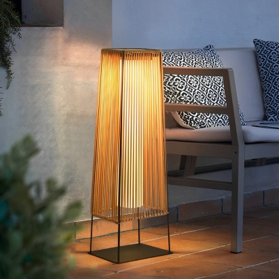Rustic Handwoven Rattan Solar Floor Lamp, Durable, Waterproof, and Eco-Friendly Lighting for Indoor and Outdoor Spaces