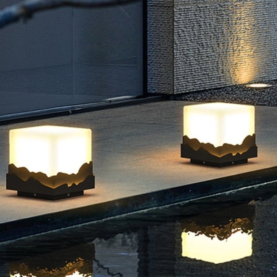 Mountain Scenery Design Solar Garden Lights, Stainless Steel, Waterproof, Rust-Proof, High Light Transmittance for Path, Yard, Lawn, Patio