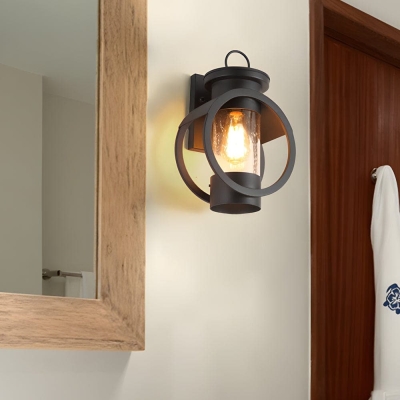 Elegant Black Outdoor Wall Lamp with Raindrop Glass Shade, E27 Base, Includes 6W LED Edison Bulb, Warm White Light for Modern and Traditional D&eacute;cor