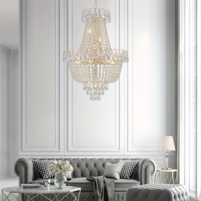 Empire Crystal Chandelier Ceiling Light Fixture, Gold Luxury Chandelier for Living Room Foyer Dining Room Staircase Bedroom