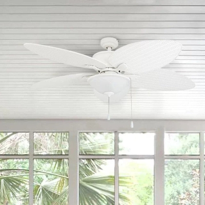 52 in. Indoor Outdoor Ceiling Fan with Lights, White Tropical Ceiling Fan with Pull Chain Control for Living Room Patio Porch