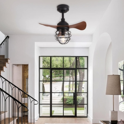 22 in. Farmhouse Rustic Ceiling Fan with Light, Small Dimmable Low Profile Ceiling Fan with 3 Reversible Blades for Indoor Outdoor Use