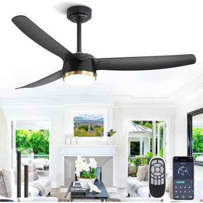 56 in. Black Ceiling Fan with Lights and Remote Control, Dimmable Modern Ceiling Fan for Living Room Fan Bedroom Living Room Office
