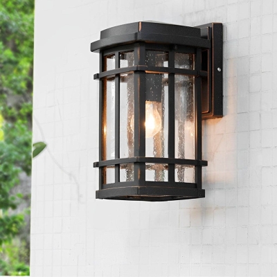 Elegant Retro Black Wall Lamp with Bubble Glass Shade, Weatherproof Die-Cast Aluminum, E27 Bulb Holder for Easy Replacement, Perfect for Porches