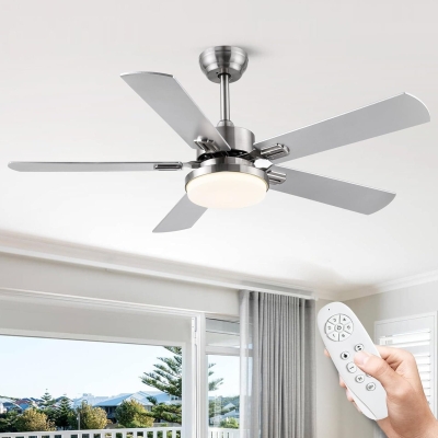 52 in. Brushed Nickel Ceiling Fan with Remote, Modern Gray and White Ceiling Fan for Bedroom Living Room Patio, 5 Blades Reversible DC Ceiling Fan