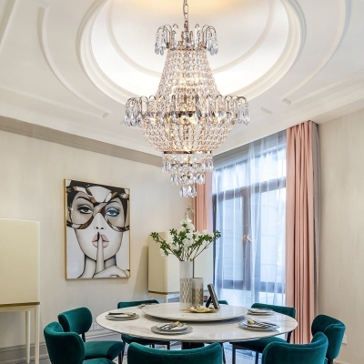 Gold Empire Crystal Chandelier, Luxury Chandelier for Living Room Dining Room Bedroom Hallway