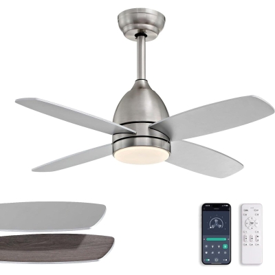 38 in. Indoor Outdoor Remote Control Ceiling Fan and Light, Low Profile Reversible Quiet Ceiling Fans, Nickel Ceiling Fan for Bedroom Living Room