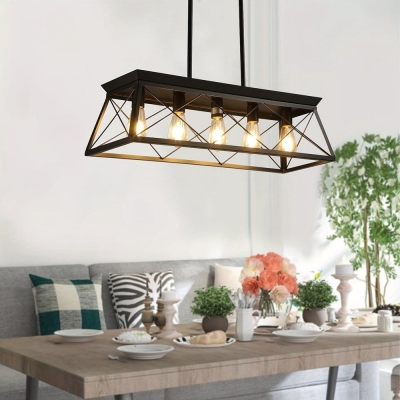 5-Light Linear Pendant Lighting for Kitchen Island, Hanging Ceiling Lights for Dining Room, Rustic Pendant Light Fixtures