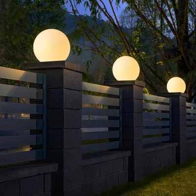 Stylish Marble-Style Resin &amp; Fiber Moon Shape Outdoor Post Lights for Enhanced Illumination and Security, Perfect for Front Yard and Garden Walls