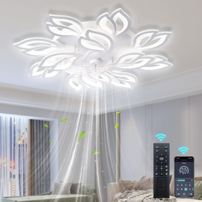 35 in. Modern Ceiling Fan with Light Remote APP Control, Flush Mount LED Dimmable Ceiling Fan, Low Ceiling Fan and Light, Bedroom Ceiling Fans