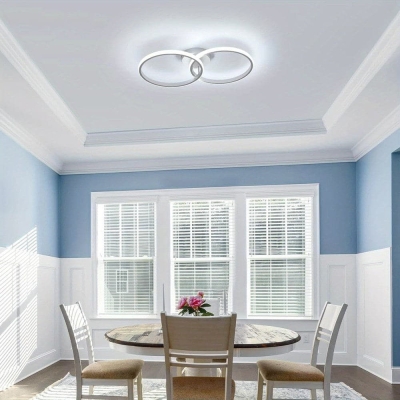 2-Ring Modern LED Flush Mount Ceiling Light Fixture, White Modern Dinning Ceiling Light for Living Room Kitchen Hallway Bedroom