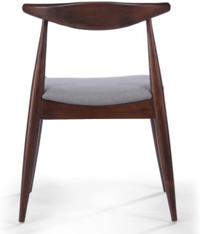Dining Chairs Set of 2, Mid-Century Modern Kitchen &amp; Dining Chairs,Curved Back and Textile Cushioned Seat, rubber Wood Living Room Side Chairs for Kitchen, Dining Room (Light gray+fabric)