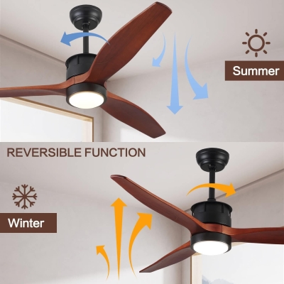 52 in. Farmhouse Outdoor Fans with Lights and Remote Control, Dark Walnut Reversible Quiet Modern Ceiling Fan for Living Room Bedroom Office