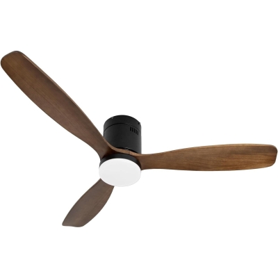 52 in. Contemporary Wood Flush Mount Remote Control Ceiling Fan and Light, Dark Brown Wood Reversible Ceiling Fan