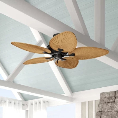 52 in. Tropical Ceiling Fan without Light, Outdoor Ceiling Fan with Pull Chain Control for Porch Patio Balcony Courtyard