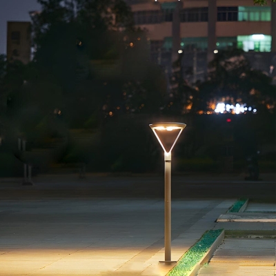 Durable Aluminum Round Solar Outdoor Pole Light with Dual Motion Sensors, Stylish Gray Finish, and PC Shade for Yards, Villas, and Parks