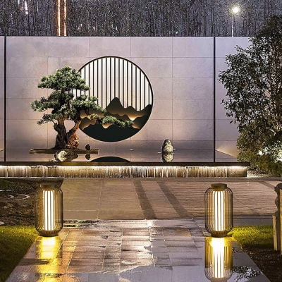 Elegant Outdoor Wall Lights with Mountain Scenery Design, Weatherproof and Low Maintenance, Warm Upward Lighting for Garden and Courtyard Decor