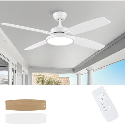 52 in. Ceiling Fan, White Ceiling Fan with Light, Modern Farmhouse Ceiling Fan with Light, Quiet Ceiling Fans, Dimmable Reversible Fan for Summer Winter