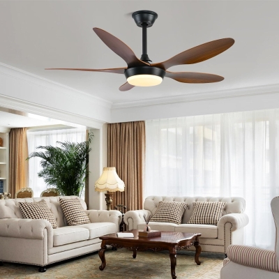 46 in. Brown Modern Ceiling Fan, Outdoor Ceiling Fan with Light Remote APP Control, Low Profile Outdoor Ceiling Fan for Patio, Bedroom Living Room Fan