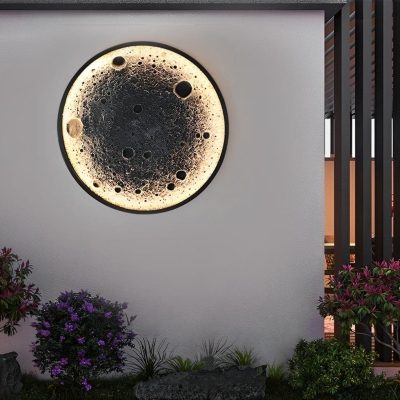 Waterproof Lunar Shape Outdoor Wall Lamp with Built-in LED, Durable Concrete Material, Aluminum Base, Stainless Steel Screws for Elegant Outdoor Lighting