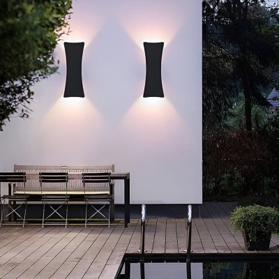 Durable Aluminum Outdoor Wall Light with Unique Arc Shape, Up and Down Lighting, Rust-Resistant, Elegant Design for Home Decor and Comfort