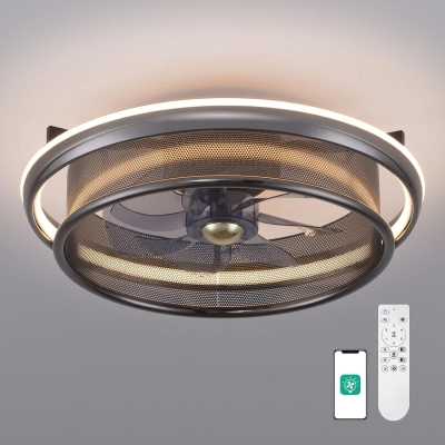 20 in. Black Ceiling Fan with Lights, Low Profile Ceiling Fan with Remote APP Control, Flush Mount Ceiling Fan Lights, Bedroom Ceiling Fans