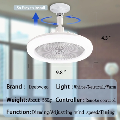 Outdoor Fans with Lights and Remote Control, Small Enclosed Dimming Ceiling Fan, Wireless Low Profile Ceiling Fan for Indoor Outdoor Use