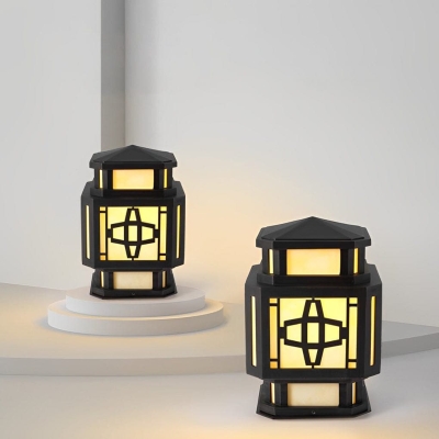 Stainless Steel Waterproof Fence Post Light with High Transmittance Imitation Marble Lampshade and Energy-Saving LED Bulbs for Outdoor Use