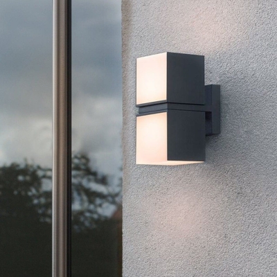 Durable Outdoor Wall Lamp with Milky White Acrylic Lampshade, Energy-Saving LED, and Rust-Resistant Die-Cast Aluminum Body for Warm Courtyard Ambiance