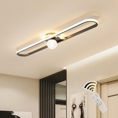 Modern Dimmable Linear LED Ceiling Light with Remote, Flush Mount Ceiling Lamp for Kitchen Hallway Dining Room Closet