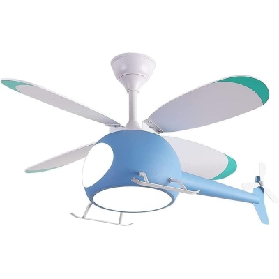 42 in. Blue Ceiling Fan, Helicopter Ceiling Fan with Lights and Remote Control, Fan for Summer