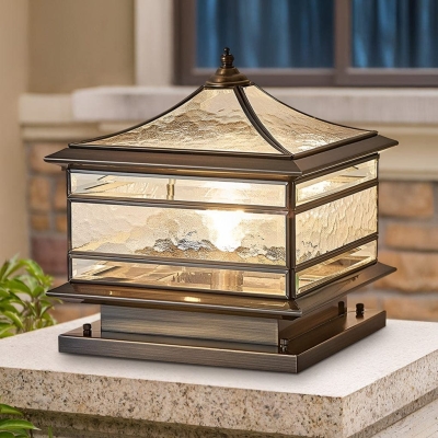 Durable Copper Solar Outdoor Fence Post Light with Tempered Glass Lampshade for Garden Patio Decoration, Bright, Warm, and Romantic Lighting