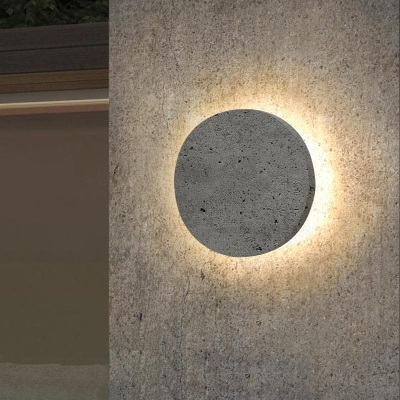 Modern Concrete Outdoor Wall Light with Moon Eclipse Effect, Available in Regular and Large Sizes for Stunning Nighttime Illumination
