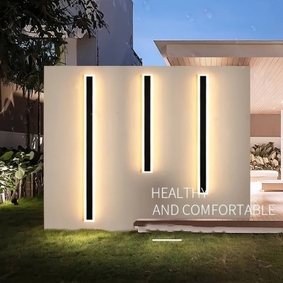 Indoor Outdoor Long Linear Wall Light, Modern Black LED Wall Lamp, Waterproof Outdoor Wall Sconces, Exterior Wall Mount Light Fixture