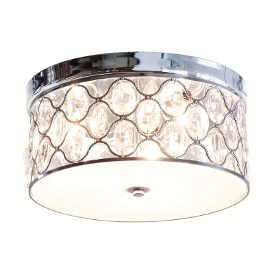3-Light Chrome Drum-Shaped Flush Mount Light Chandelier