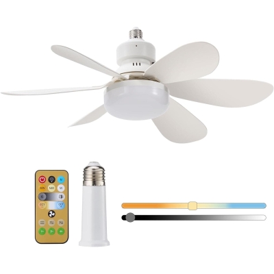 Remote Control Fan, Screw In Small Ceiling Fan with Light, Dimmable White Socket Wireless Ceiling Fan