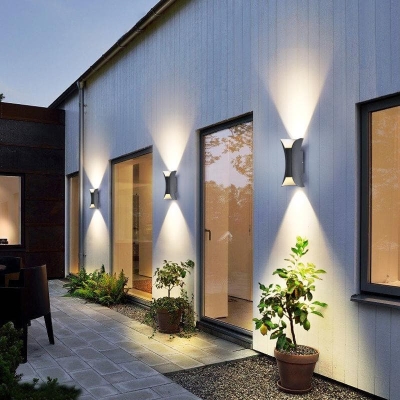 Durable Aluminum and Glass Outdoor Wall Lights, Powerful Up/Down Illumination Wall Lights, Stylish Curved Design for Beautiful Outdoor Decor