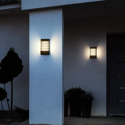 Black LED Outdoor Wall Lantern Sconce, Dimmable Modern Exterior Light Fixture for Patio Entryway Garage