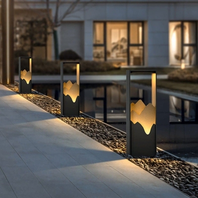 Outdoor LED Garden Light with Mountain Scenery Art Design, Waterproof, Energy Efficient, Warm Romantic Lighting for Garden Architecture