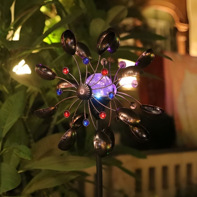 2-Pack Vintage Iron Wind Spinner Solar Garden Stake Lights, Pinwheel-Style LED, 9 Unique Designs, Perfect for Outdoor Ambiance &amp; Decor