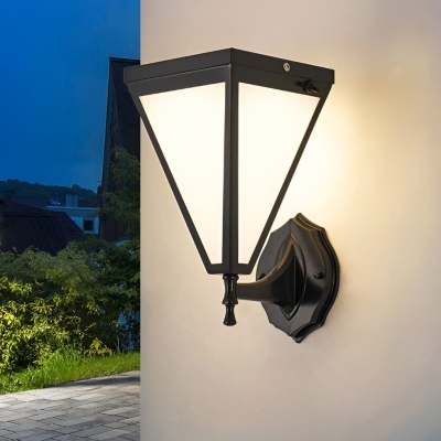Energy-Efficient Solar LED Outdoor Wall Lamp with Iron Frame and Acrylic Shade, Automatic Day/Night Operation, Weatherproof Design