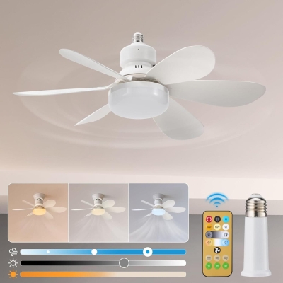 Base 20 in. Small Ceiling Fan with Lights, Socket Fan Light with Remote, Dimmable and Fan Light, Screw In White Ceiling Fan, Bedroom Ceiling Fans