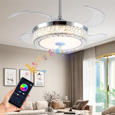 42 in. Pretty Ceiling Fans Chandelier with Remote and APP Control for Living Room Bedroom Dining Room, Bluetooth Ceiling Fan with Light and Speaker