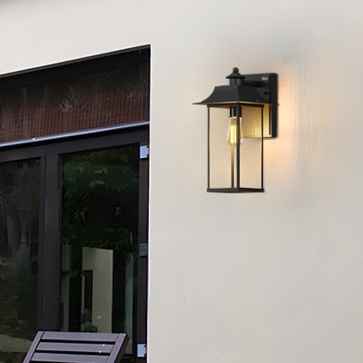 Waterproof Rustproof Durable Die-Cast Aluminum Outdoor Wall Light with Sensor, High Light Transmittance Glass Shade, Ideal for Balcony, Hallway, Garden