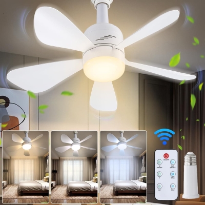 Socket Remote Control Ceiling Fan and Light, Ceiling Fans with Lights for Bedroom Living Room Dining Room, Garage Ceiling Fan