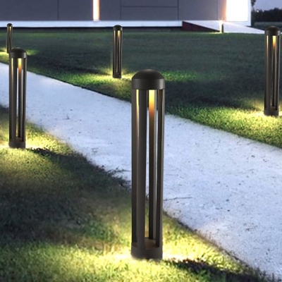 Elegant Modern Industrial Outdoor Lawn Lamp with Thickened Glass Panel for Patios, Gardens, Entrances, and Walkways, Stylish and Durable Lighting
